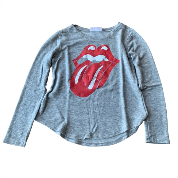 Att•e•tudes grey long sleeve Lips Tee - Picture 1 of 3